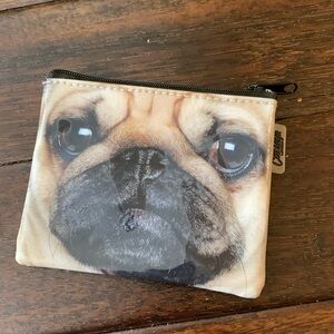 Catseye London Pug Face Vinyl covered zip pouch EUC